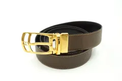 オールド グッチ XL ヴィンテージ リバーシブル ベルト GGロゴバックル メンズ ゴールド金具 茶 ブラウン GUCCI 5634k