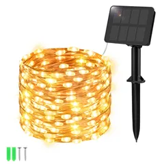 100led 10m IP65防水 LEDイルミネーションライト 8点灯モード 夜間自動点灯 フェアリーライト ストリングライト キャンプ用 ガーランドライト 屋外 室内 LED クリスマス 電飾led ソーラーライト ソーラー クリスマス/ハロウィン/パーテ