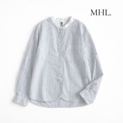 マーガレットハウエル MHL. ノーカラーシャツ ストライプ Ⅰ オフ 