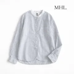 MHL. マーガレットハウエル バンドカラーシャツ ストライプ コットン 長袖 日本製 エムエイチエル 白襟