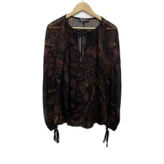 サルバトーレフェラガモ 長袖カットソー サイズ40 M レディース美品  - 黒×パープル×マルチ シルク/シアー