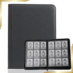 【新品】 HG CHASING TRIBE カードファイル トレーディングカードホルダー PU 表面の防水性と耐摩耗性のクリップ 9ポケット 360枚横入れ収納 大容量 カードアルバム 両面コレクション スリーブ対応 コレクションファイル (黒, 9ポケッ 1