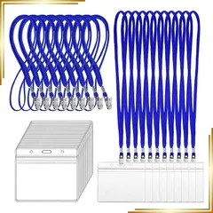 【新品】 [Pepcyo] ネームホルダー 50枚 名札ケース ネックストラップ 吊り下げ名札 イベント スタッフ パス 名刺 ID カード ホルダー 社員証 ケース 入れ 首下げ 展示会 透明 防水 セット 0