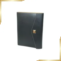 【新品】 システム手帳 A5サイズ 6穴リング ソフトレザー 用紙100枚 ペンホルダー カードポケット付 回転ロック式 ビジネス手帳 バインダー (ブラック) 0