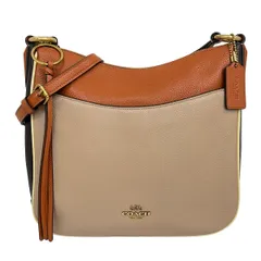 COACH(コーチ) ショルダーバッグ シェイズ クロスボディ カラーブロック 38696 ベージュ×ブラウン×ダークブラウン レザー