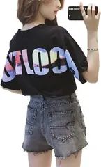 【在庫セール】半袖 Tシャツ ゆったり Vネック tシャツ プリント オーバーサイズ 着痩せ レディース ティーシャツ ファッション 韓国風 ビックtシャツ ロング 白 トップス 夏