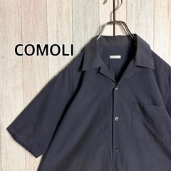 COMOLI 15SS オープンカラーシャツ ネイビー 半袖シャツ ベタシャン
