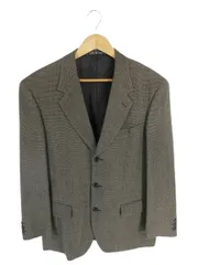 ニコルクラブフォーメン NICOLE CLUB FOR MEN テーラード ジャケット スーツ シングルブレスト ボタン 格子柄 ブラウン サイズM QQQ