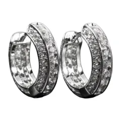 【新品】 [Nattyuperm] ピアス ダイヤ レディース メンズ フープピアス ギラギラ キラキラ キュービックジルコニア シルバー 金属アレルギー対応 オシャレ フープ リングピアス 両耳セット ジュエリー アクセサリー シルバー ゴールド プレゼ 0