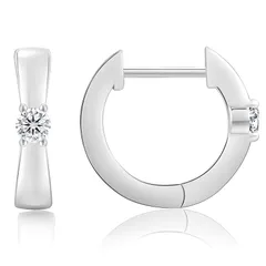 【新品】 KRKC&CO フープピアス リボン モアサナイト レディースピアス 15mm リングぴあす 両耳 金属アレルギー対応 14金メッキ シルバーピアス 一粒ダイヤ シンプル かわいい おしゃれ プレゼント (シルバー-モアサナイト) 0