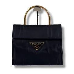 PRADA プラダ　トライアングルロゴ　メタルハンドル　ハンドバッグ　ダークネイビー　紺色　テスートナイロン