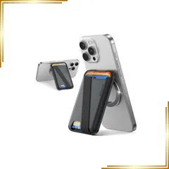 【新品】 JOYROOM MagSafe カードケース スマホスタンド ホルダー ハンドストラップ 付き ヴィーガンレザー 3枚カード収納可 多機能スタンド MagSafe対応ウォレット 財布 調節可能なスタンド 強力磁気ウォレット マグネットカードホルダ 1