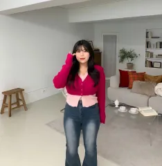 デイジー トゥエル レイヤード ゴージ バイカラー ニット カーディガン