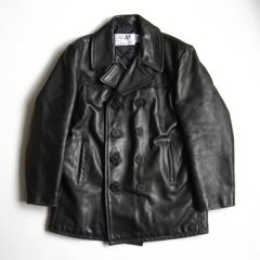38 極上 美品 Schott ショット 黒 オールレザー Pコート ピーコート 