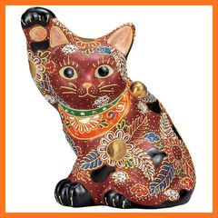 九谷焼 招き猫 黒盛 花と蝶 右手上げ 縁起物 陶器 置物 - メルカリ