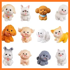 【新品】 DeryArcle ミニチュア 犬 ミニ置物 小さいなワンチャン 12匹 小さいなワンチャン フィギュア ガーデンオーナメント ワンちゃん セット ?脂 縁起物 置物 強くて耐久性 幸運 ミニ 友達 贈り物 ダックス 装飾3D 立体卓上 樹脂 盆 0