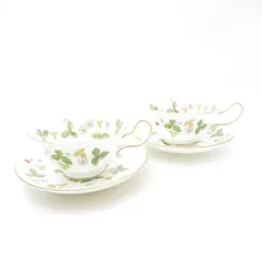 美品 WEDGWOOD ウェッジウッド ワイルドストロベリー ティーカップ＆ソーサー 2客 ペア SM5109J1 