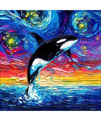 シャチ アクリル画 原画 F4 キャンバス 絵画 海 動物 一点物 - メルカリ