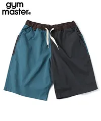 gym master ジムマスター ストレッチ ヘリンボーン ショートパンツ メンズ レディース ハーフパンツ 膝丈 アウトドア キャンプ 春夏 ターコイズブルー×チャコールのサムネイル