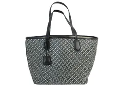 コールハーン COLE HAAN トート バッグ ハンド レザー調 幾何学模様 総柄 ブラック QQQ