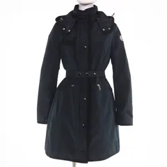 極美品☆MONCLER モンクレール MAUVE ベルト・ロゴワッペン・フード付 ダウンコート ブラック 00 正規品 レディース