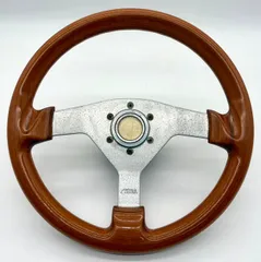 OBA ウッドステアリング MADE IN ITALY MOMOホーンボタン付き OBA ウッドステアリング MADE IN ITALY MOMOホーンボタン付き 車 OBA