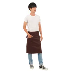 【新着商品】腰エプロン 半身タイプ ショートエプロン おしゃれ スタイリッシュ 無地 ポケット付 男女兼用 シンプルデザイン 仕事用 家庭用 カフェ用 しわになりにくい 8カラー