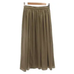ナチュラルビューティーベーシック NATURAL BEAUTY BASIC ロングスカート ギャザー フレア S カーキ イージー /AE ■GY53
