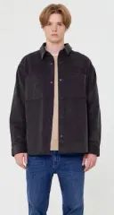 TBJ セミオーバーサイズ コーデュロイ アウター型 シャツ チャコール L