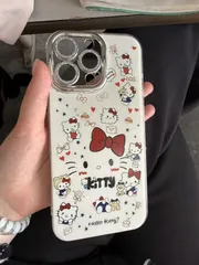 スマホケース　キティちゃん　ホワイト　ストラップ付き　iPhone対応　アイフォンケース　iPhone16pro/15/15pro/14/13/12/11　可愛いケー