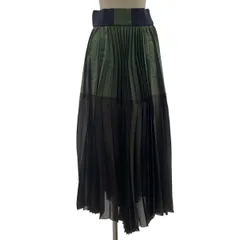 sacai / サカイ | 2020SS | アコーディオンプリーツ ボリューム ウエストゴム ロングスカート | 2 | カーキ | レディース