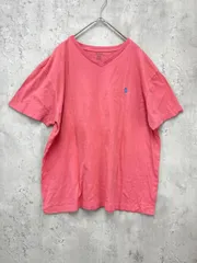 POLO RALPH LAUREN ポロ ラルフローレン ロゴ刺 Vネック Tシャツ sizeM/赤  ■◆メンズ