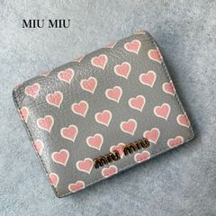 大人気] ミュウミュウ MIU MIU 3つ折り財布 マルチカラー ハート柄