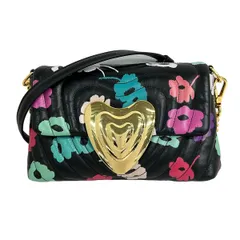ESCADA(エスカーダ) ショルダーバッグ - 黒×ゴールド×マルチ キルティング/ハート/チェーンショルダー/花柄 レザーのサムネイル