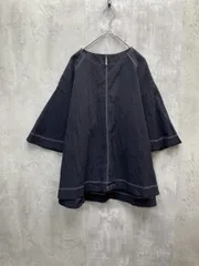 EUCLAID エウクレイド 配色ステッチフレア ブラウス シャツ トップス 白ステッチ エンボス加工 ゆったり size38/ブラック ■◆ レディース