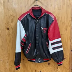【店舗販売併用】JEFF HAMILTON Chicago Bulls レザージャケット サイズM（M〜L相当） シカゴブルズ NBA ブラック×レッド Bランク