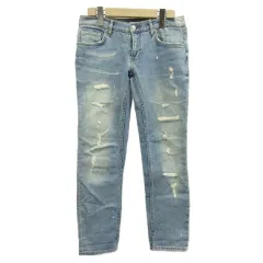 ザラウーマン ZARA WOMAN デニムパンツ ジーンズ スキニー ダメージ加工 34 青 ブルー /XZ ■ECD001