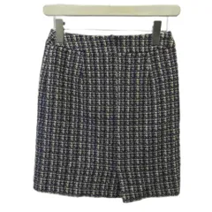 ナチュラルビューティーベーシック NATURAL BEAUTY BASIC タイトスカート ウール混 ツイード ひざ丈 XS 紺 ネイビー /XZ ■ECD001