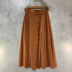 REDYAZEL レディアゼル ベルト付き プリーツ 切替 ロングスカート オレンジ Mサイズ 〇□