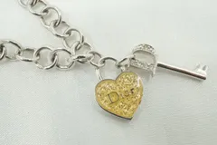 クリスチャン ディオール ハート カデナ ネックレス ラインストーン 鍵モチーフ メッキ 銀 シルバー Christian Dior 5810j