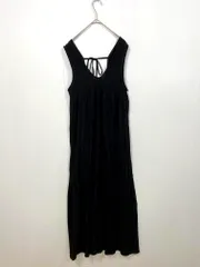 Discoat ディスコート シンプル フロントVネック ジャガードヨウリュウ ワンピース sizeF/黒 ■◆ レディース