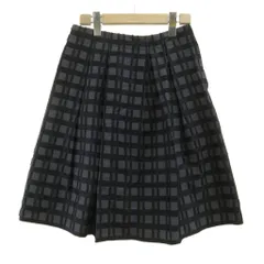 ナチュラルビューティー NATURAL BEAUTY フレアスカート ひざ丈 チェック柄 36 紺 ネイビー /XZ ■ECD001