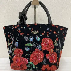 Y1768　Think Bee!　シンクビー！　ハンドバッグ　 マリアージュ　花柄　バラ　ローズ　 ブラック×レッド系　黒　赤　 タグ付き　レディース