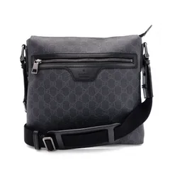 GUCCI グッチ GGスプリーム ショルダーバッグ PVC レザー グレー系 クロスボディ