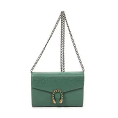 [中古] GUCCI グッチディオニュソス チェーンウォレット緑グレインカーフスキンレザーA