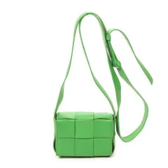 [中古] BOTTEGA VENETA ボッテガヴェネタミニカセットクロスボディ緑マキシイントレチャートレザーA