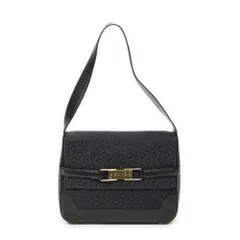 [中古] CELINE セリーヌフラップショルダーバッグ黒C マカダムキャンバスAB