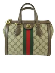 グッチ GUCCI オフィディア GG スモール トートバッグ ハンドバッグ 2WAY ショルダーバッグ PVC レザー  547551 カーキベージュ モカブラウン レッド QQQ
