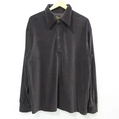 【三重本店】 中古 Needles | ニードルス Pullover Shirt - Velour Jersey ベロア長袖ポロシャツ QV351 チャコールグレー ダークグレー サイズ：L 【104】のサムネイル