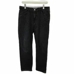 ザラ ZARA デニム ジーンズ 40 黒 ブラック スタッズ装飾 フルレングス ストレートシルエット /PP ■ECD001